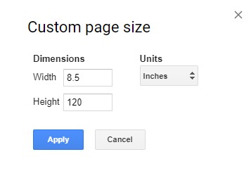 custom page size